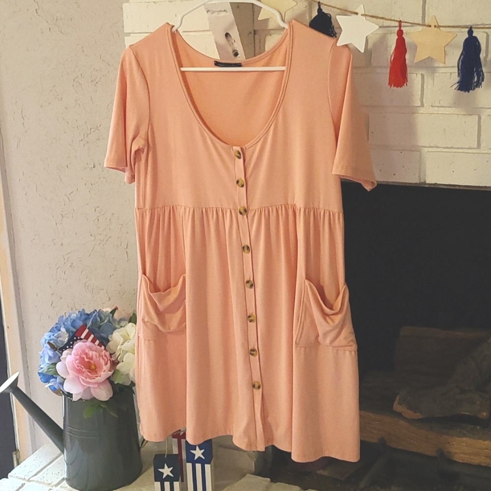 Salmon front button dress